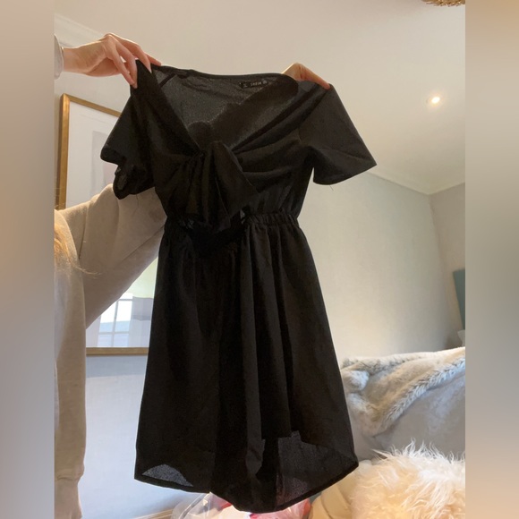 Black Tie Front Romper - Picture 2 of 3